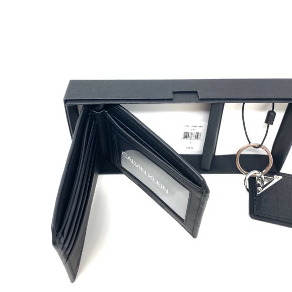 😳SALE😳 Calvin Klein M Wallet Black Bifold Leather Key Fob 4711 0088 010 - Picture 3 of 7